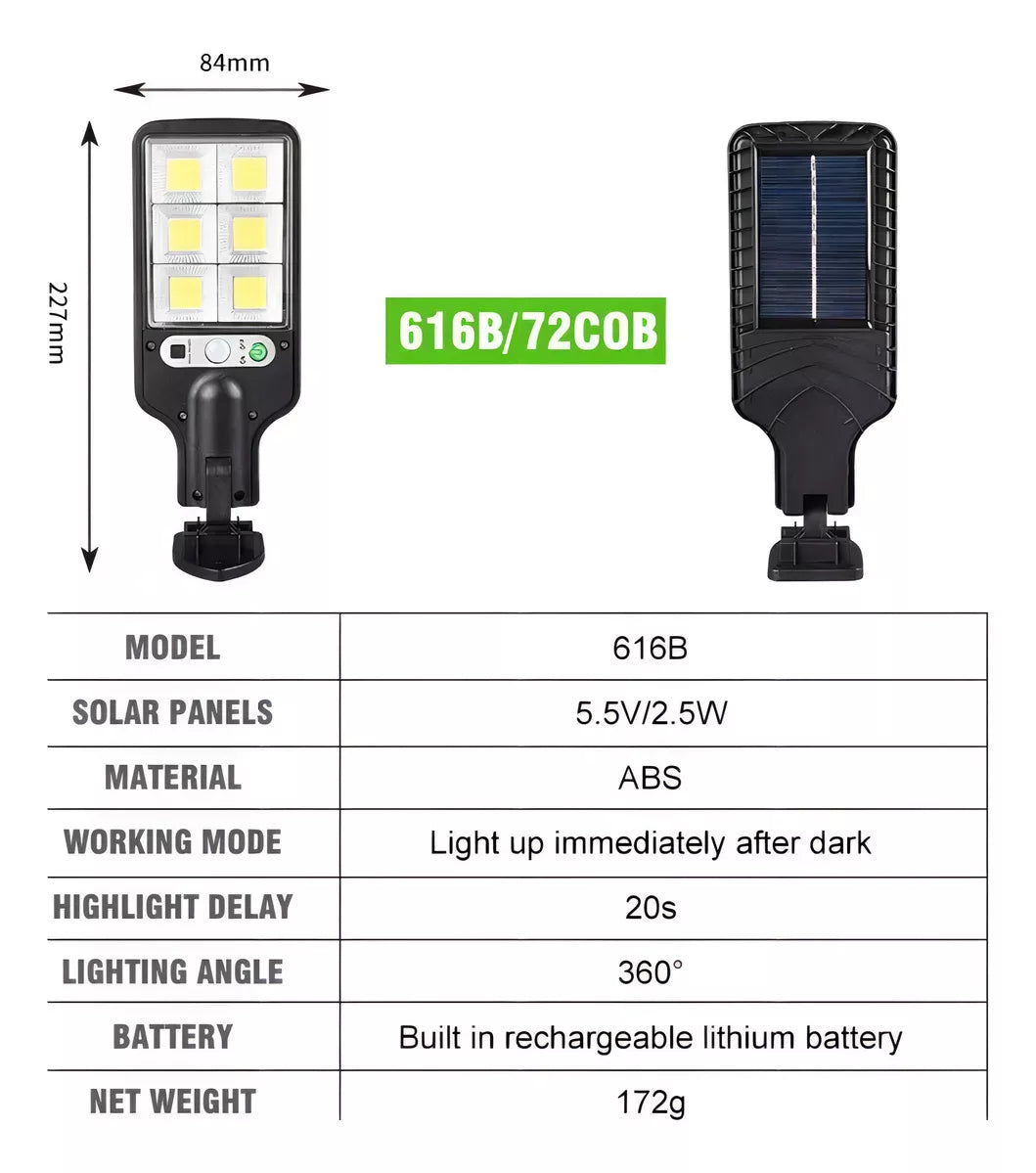 Lámpara Solar Led 616B con luz Blanco fr